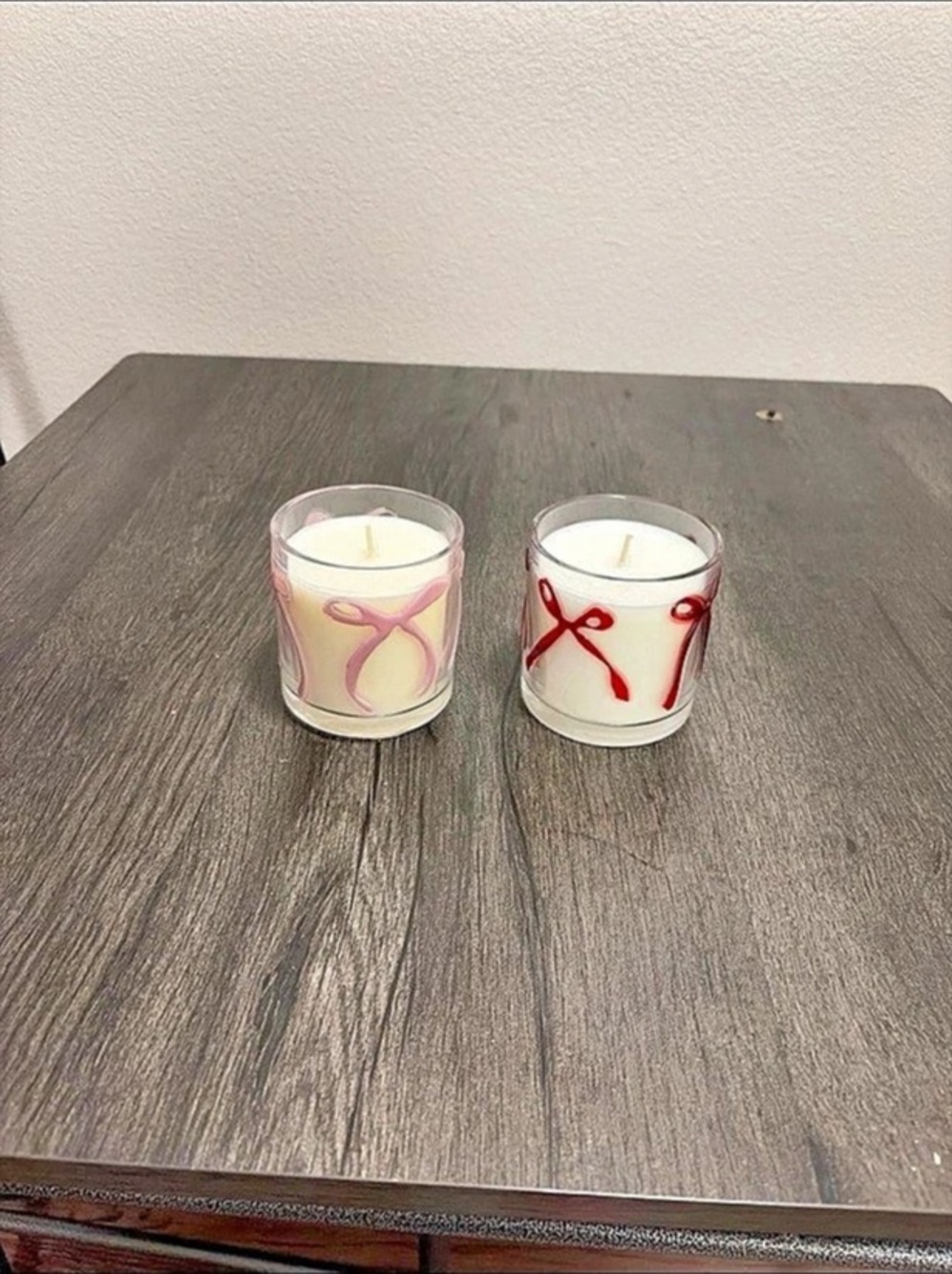 Glass Jar Candles in White & Pink Like New